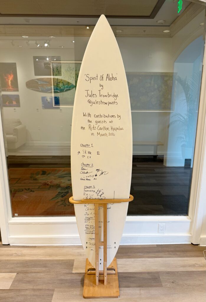 Signed community Surfboard art project at the Ritz-Carlton Kapalua.