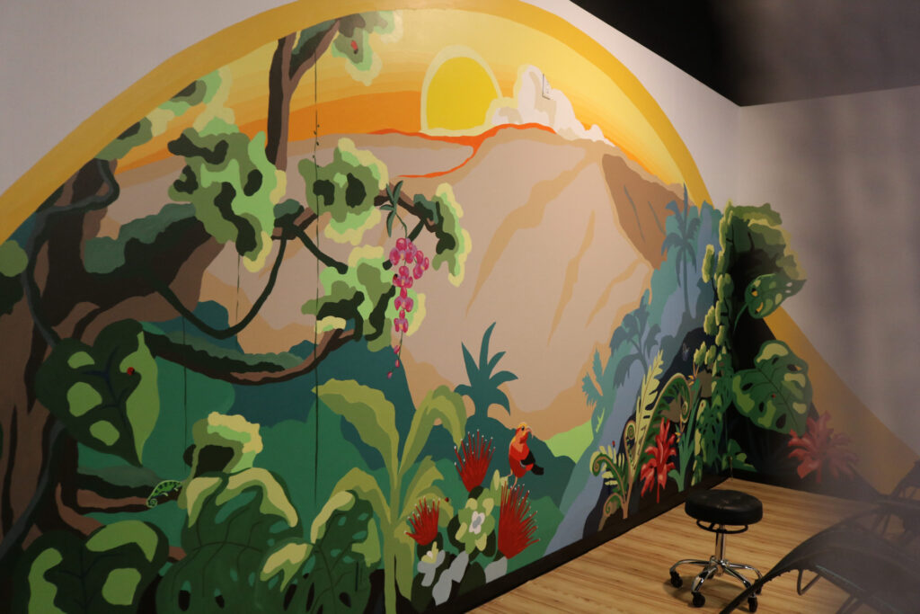Custom indoor mural by Maui mural artist at Maui Community Acupuncture in Makawao Hawaii.