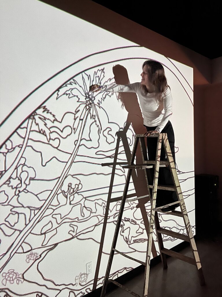 Maui mural tracing process.