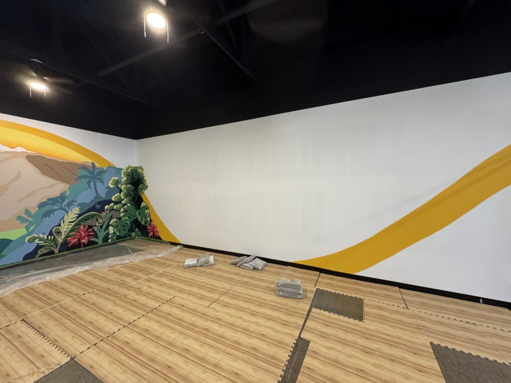 Makawao town mural progress at Maui Community Acupuncture