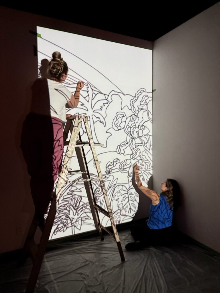Maui mural tracing process.